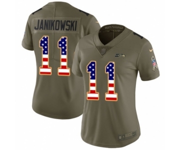 Women's Nike Seattle Seahawks #11 Sebastian Janikowski Limited Olive USA Flag 2017 Salute to Service NFL Jersey