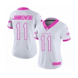 Women's Nike Seattle Seahawks #11 Sebastian Janikowski Limited White Pink Rush Fashion NFL Jersey