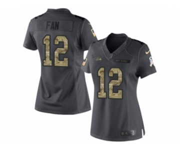 Women's Nike Seattle Seahawks 12th Fan Limited Black 2016 Salute to Service NFL Jersey