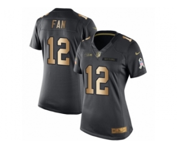 Women's Nike Seattle Seahawks 12th Fan Limited Black Gold Salute to Service NFL Jersey