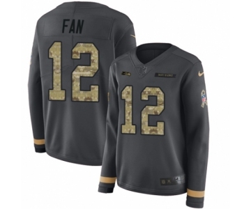 Women's Nike Seattle Seahawks 12th Fan Limited Black Salute to Service Therma Long Sleeve NFL Jersey