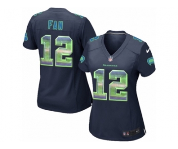 Women's Nike Seattle Seahawks 12th Fan Limited Navy Blue Strobe NFL Jersey