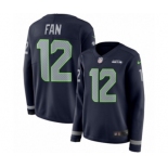 Women's Nike Seattle Seahawks 12th Fan Limited Navy Blue Therma Long Sleeve NFL Jersey