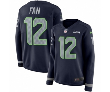 Women's Nike Seattle Seahawks 12th Fan Limited Navy Blue Therma Long Sleeve NFL Jersey