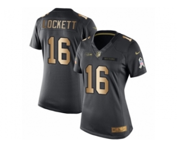 Women's Nike Seattle Seahawks #16 Tyler Lockett Limited Black Gold Salute to Service NFL Jersey