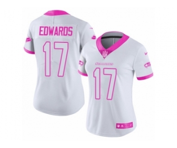 Women's Nike Seattle Seahawks #17 Braylon Edwards Limited White-Pink Rush Fashion NFL Jersey