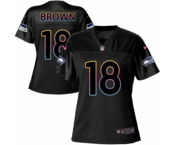 Women's Nike Seattle Seahawks #18 Jaron Brown Game Black Fashion NFL Jersey