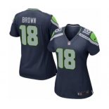 Women's Nike Seattle Seahawks #18 Jaron Brown Game Navy Blue Team Color NFL Jersey