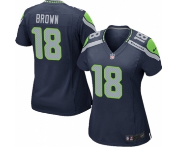 Women's Nike Seattle Seahawks #18 Jaron Brown Game Navy Blue Team Color NFL Jersey