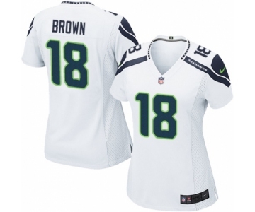 Women's Nike Seattle Seahawks #18 Jaron Brown Game White NFL Jersey