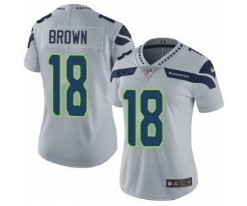 Women's Nike Seattle Seahawks #18 Jaron Brown Grey Alternate Vapor Untouchable Limited Player NFL Jersey