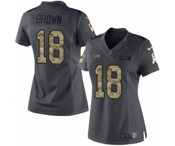 Women's Nike Seattle Seahawks #18 Jaron Brown Limited Black 2016 Salute to Service NFL Jersey