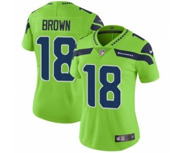 Women's Nike Seattle Seahawks #18 Jaron Brown Limited Green Rush Vapor Untouchable NFL Jersey