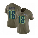 Women's Nike Seattle Seahawks #18 Jaron Brown Limited Olive 2017 Salute to Service NFL Jersey