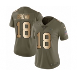 Women's Nike Seattle Seahawks #18 Jaron Brown Limited Olive Gold 2017 Salute to Service NFL Jersey