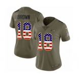 Women's Nike Seattle Seahawks #18 Jaron Brown Limited Olive USA Flag 2017 Salute to Service NFL Jersey