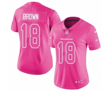 Women's Nike Seattle Seahawks #18 Jaron Brown Limited Pink Rush Fashion NFL Jersey