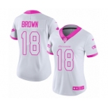 Women's Nike Seattle Seahawks #18 Jaron Brown Limited White Pink Rush Fashion NFL Jersey