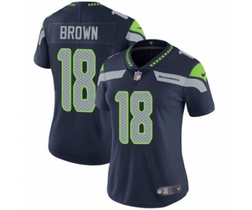 Women's Nike Seattle Seahawks #18 Jaron Brown Navy Blue Team Color Vapor Untouchable Elite Player NFL Jersey