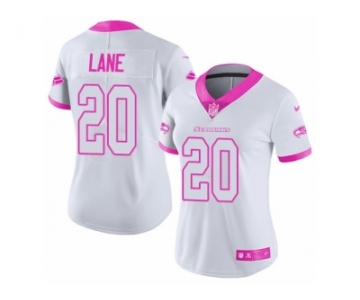 Women's Nike Seattle Seahawks #20 Jeremy Lane Limited White-Pink Rush Fashion NFL Jersey