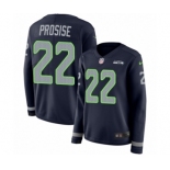 Women's Nike Seattle Seahawks #22 C. J. Prosise Limited Navy Blue Therma Long Sleeve NFL Jersey