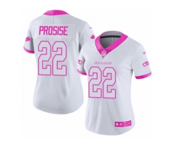 Women's Nike Seattle Seahawks #22 C. J. Prosise Limited White-Pink Rush Fashion NFL Jersey