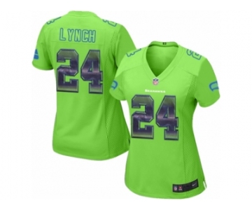 Women's Nike Seattle Seahawks #24 Marshawn Lynch Limited Green Strobe NFL Jersey