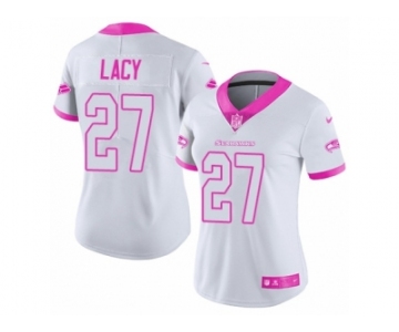 Women's Nike Seattle Seahawks #27 Eddie Lacy Limited White Pink Rush Fashion NFL Jersey