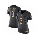 Women's Nike Seattle Seahawks #3 Russell Wilson Limited Black Gold Salute to Service NFL Jersey