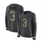 Women's Nike Seattle Seahawks #3 Russell Wilson Limited Black Salute to Service Therma Long Sleeve NFL Jersey