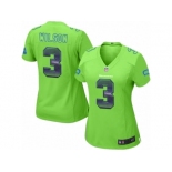 Women's Nike Seattle Seahawks #3 Russell Wilson Limited Green Strobe NFL Jersey