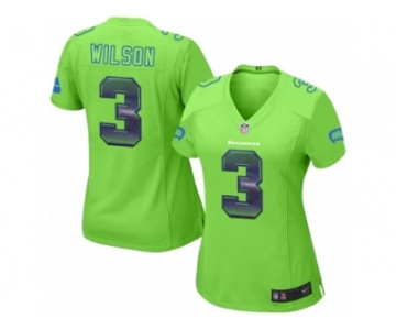 Women's Nike Seattle Seahawks #3 Russell Wilson Limited Green Strobe NFL Jersey