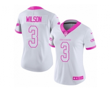 Women's Nike Seattle Seahawks #3 Russell Wilson Limited White-Pink Rush Fashion NFL Jersey