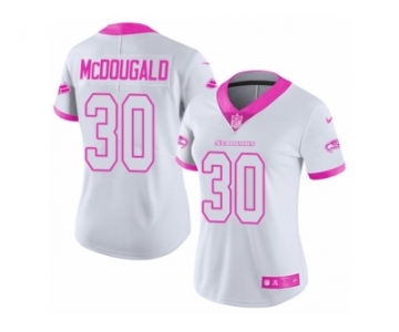 Women's Nike Seattle Seahawks #30 Bradley McDougald Limited White Pink Rush Fashion NFL Jersey