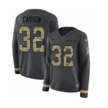 Women's Nike Seattle Seahawks #32 Chris Carson Limited Black Salute to Service Therma Long Sleeve NFL Jersey