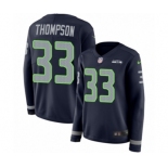 Women's Nike Seattle Seahawks #33 Tedric Thompson Limited Navy Blue Therma Long Sleeve NFL Jersey