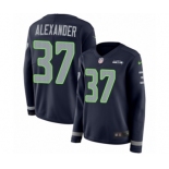 Women's Nike Seattle Seahawks #37 Shaun Alexander Limited Navy Blue Therma Long Sleeve NFL Jersey