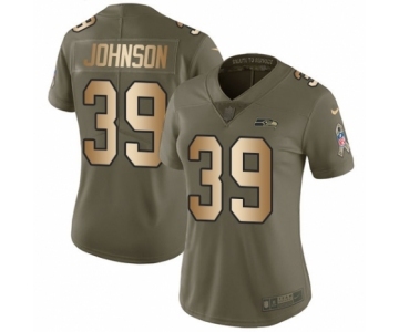 Women's Nike Seattle Seahawks #39 Dontae Johnson Limited Olive Gold 2017 Salute to Service NFL Jersey