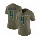 Women's Nike Seattle Seahawks #4 Michael Dickson Limited Olive 2017 Salute to Service NFL Jersey