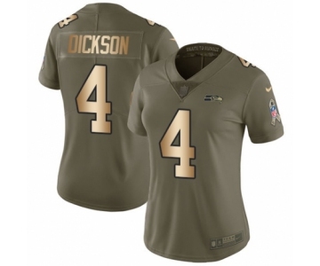 Women's Nike Seattle Seahawks #4 Michael Dickson Limited Olive Gold 2017 Salute to Service NFL Jersey