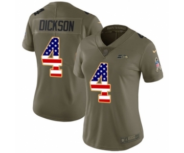 Women's Nike Seattle Seahawks #4 Michael Dickson Limited Olive USA Flag 2017 Salute to Service NFL Jersey