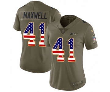 Women's Nike Seattle Seahawks #41 Byron Maxwell Limited Olive USA Flag 2017 Salute to Service NFL Jersey