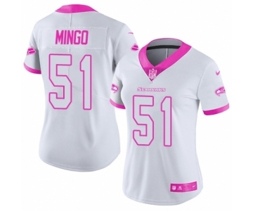 Women's Nike Seattle Seahawks #51 Barkevious Mingo Limited White Pink Rush Fashion NFL Jersey