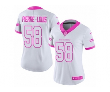 Women's Nike Seattle Seahawks #58 Kevin Pierre-Louis Limited White-Pink Rush Fashion NFL Jersey