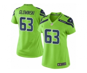 Women's Nike Seattle Seahawks #63 Mark Glowinski Limited Green Rush NFL Jersey