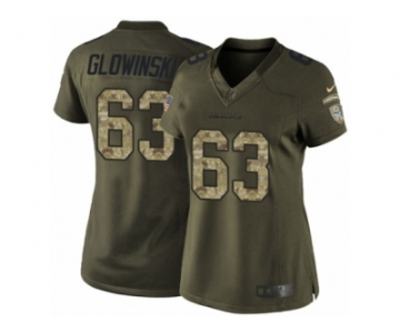 Women's Nike Seattle Seahawks #63 Mark Glowinski Limited Green Salute to Service NFL Jersey