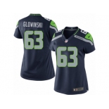 Women's Nike Seattle Seahawks #63 Mark Glowinski Limited Steel Blue Team Color NFL Jersey