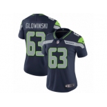 Women's Nike Seattle Seahawks #63 Mark Glowinski Vapor Untouchable Limited Steel Blue Team Color NFL Jersey