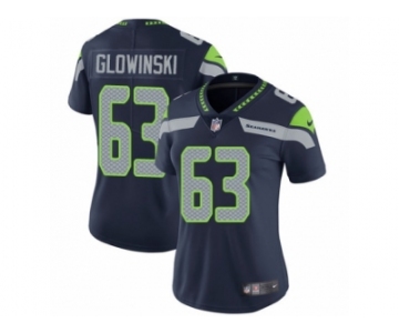 Women's Nike Seattle Seahawks #63 Mark Glowinski Vapor Untouchable Limited Steel Blue Team Color NFL Jersey