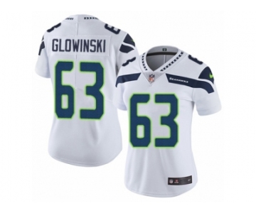 Women's Nike Seattle Seahawks #63 Mark Glowinski Vapor Untouchable Limited White NFL Jersey